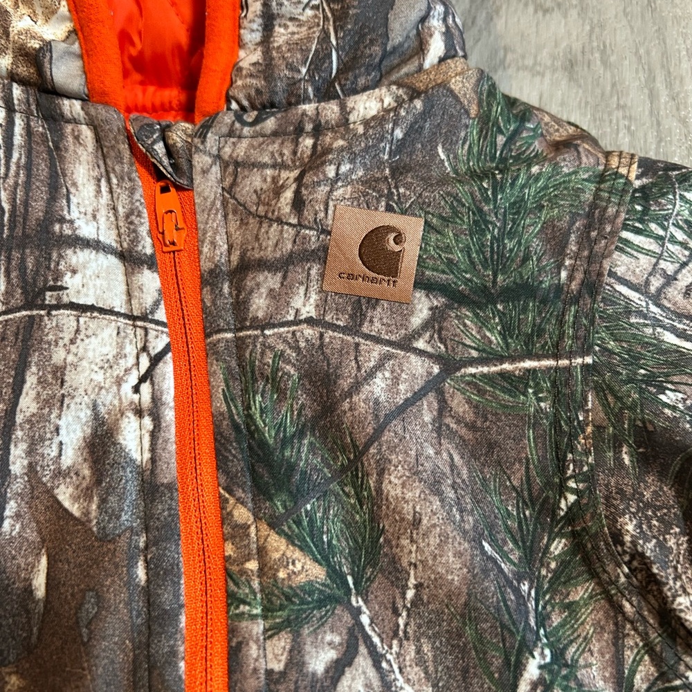 Carhartt Woodland Camo Infant Snowsuit with Bright Orange Accents - Picture 2 of 8